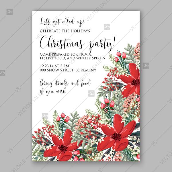 600x600 Poinsettia Vector Background Christmas Party Invitation Winter