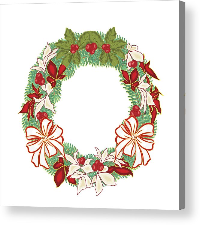 666x750 Christmas Decoration Wreath With Poinsettia Vector Acrylic Print