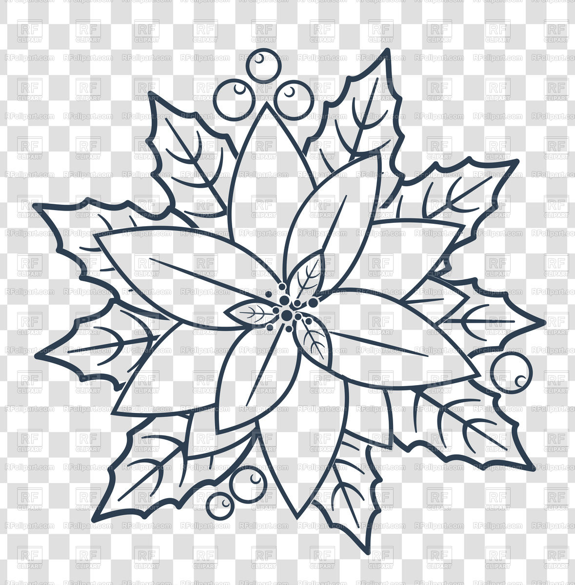 1179x1200 Christmas Poinsettia Flowers Icon Vector Image Of Holiday