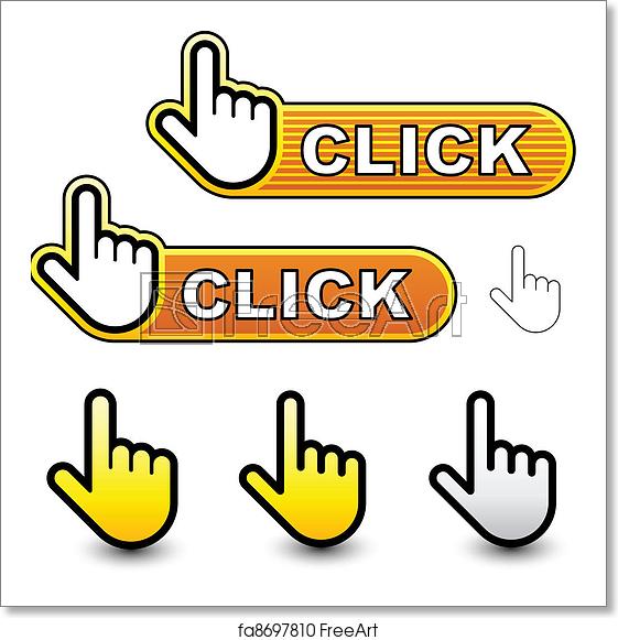 561x581 Free Art Print Of Vector Click Hand Cursor Labels Freeart