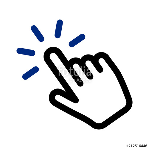500x500 Hand Clicking Icon, Click Pointer Vector Stock Image And Royalty