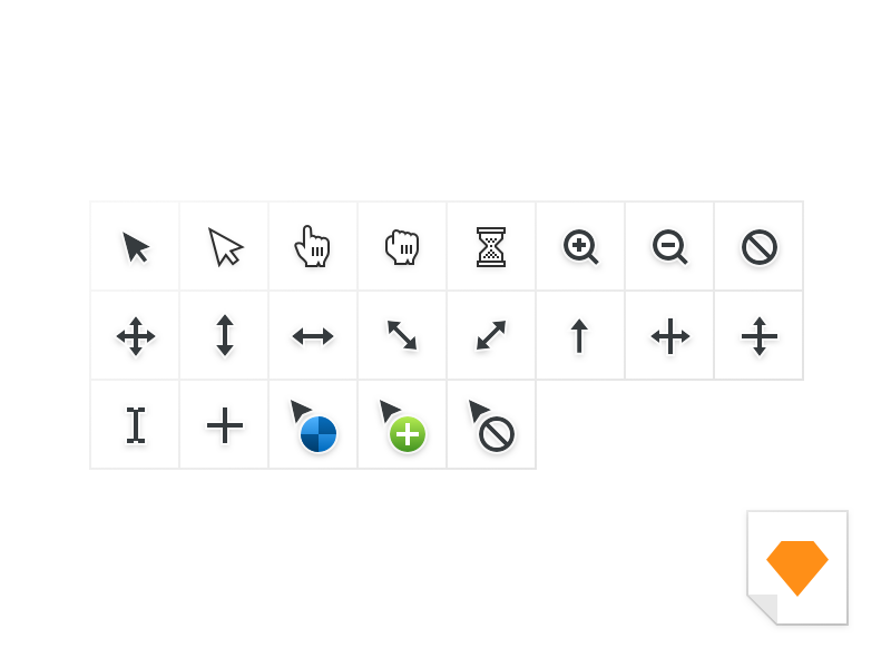 800x600 Vector Sketch Cursor Symbols