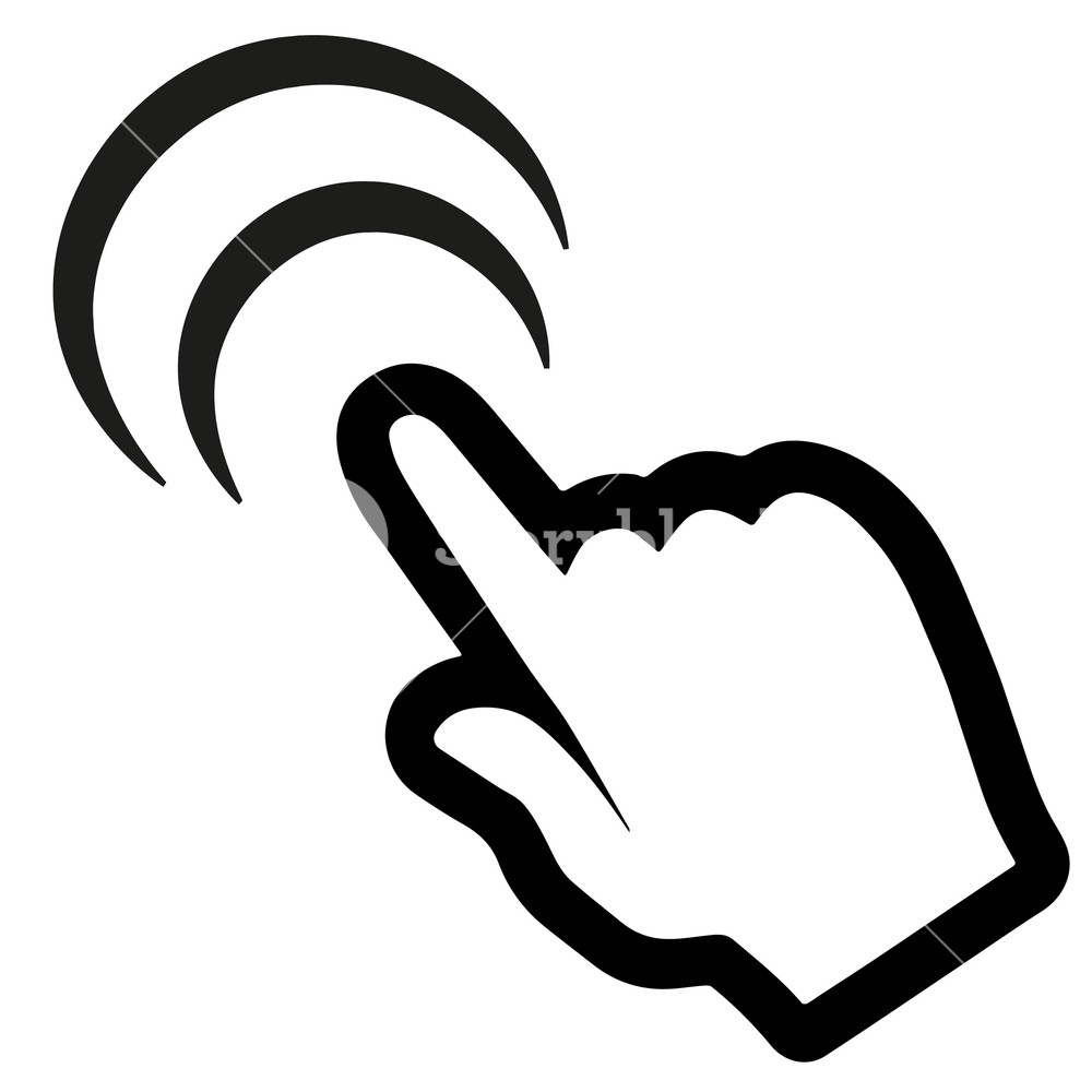 1000x1000 Clicking Finger Icon, Hand Pointer Vector Royalty Free Stock