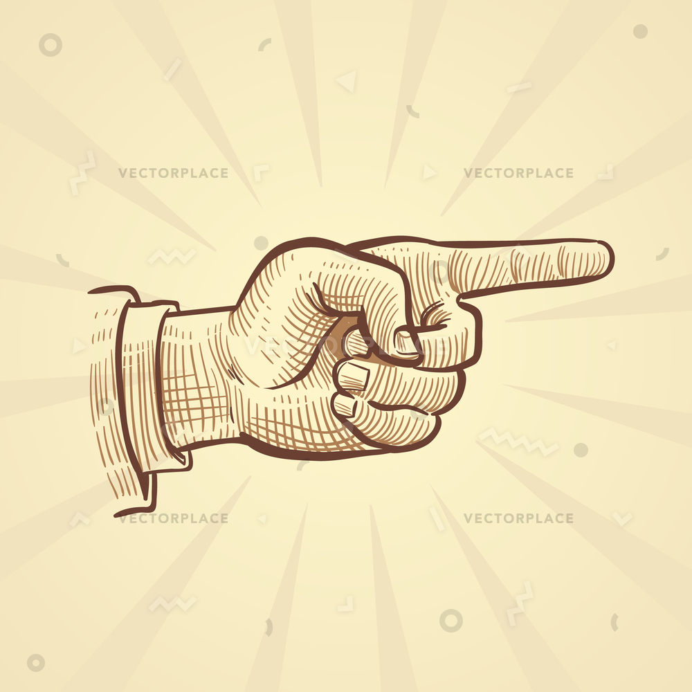 Retro Hand Drawn Sketch Pointing Finger Vector Illustration 1000x1000 Retro Hand Drawn Sketch Pointing Finger Vector Illustration