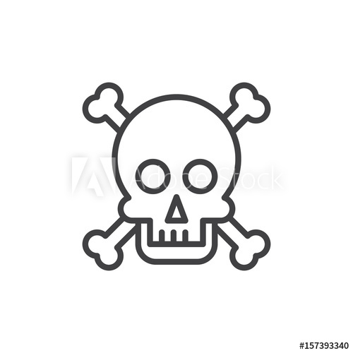 500x500 Skull And Bones Line Icon, Outline Vector Sign, Linear Style