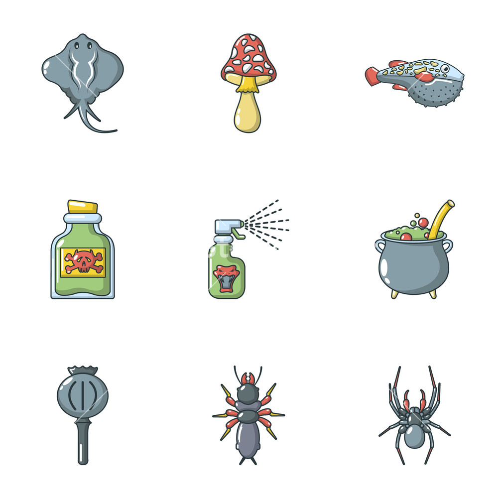 Poison Icons Set Cartoon Set Of Poison Vector Icons For Web 1000x1000 Poison Icons Set Cartoon Set Of Poison Vector Icons For Web