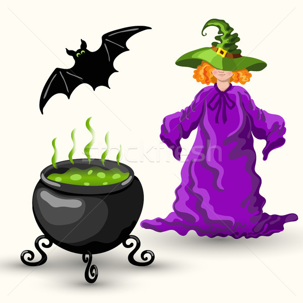 Young Witch And Cauldron With Boiling Poison Vector Illustration 600x600 Young Witch And Cauldron With Boiling Poison Vector Illustration