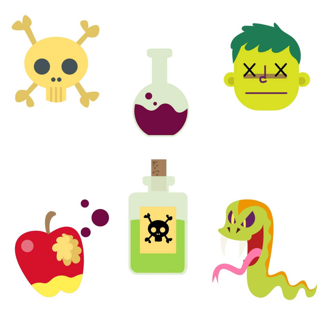Free Vector Cartoon Poison Vector Set 1280x1280 Free Vector Cartoon Poison Vector Set