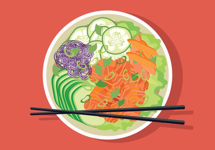 700x490 Poke Bowl Vector Illustration