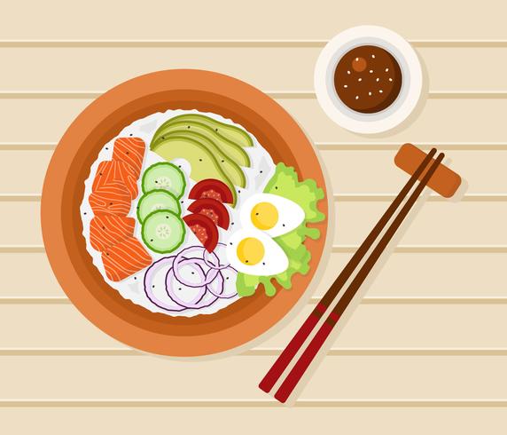 572x490 Poke Bowl On The Table Vector