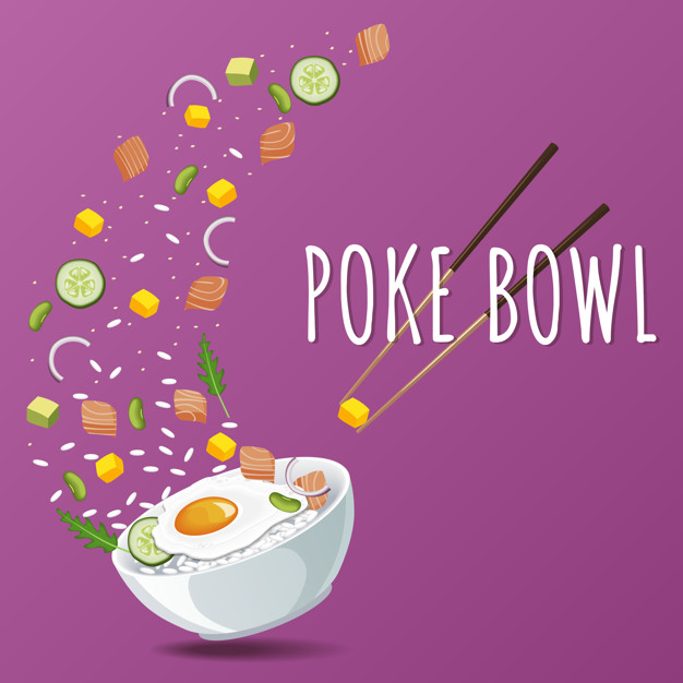 626x626 Hawaiian Poke Salmon Bowl Vector Premium Download