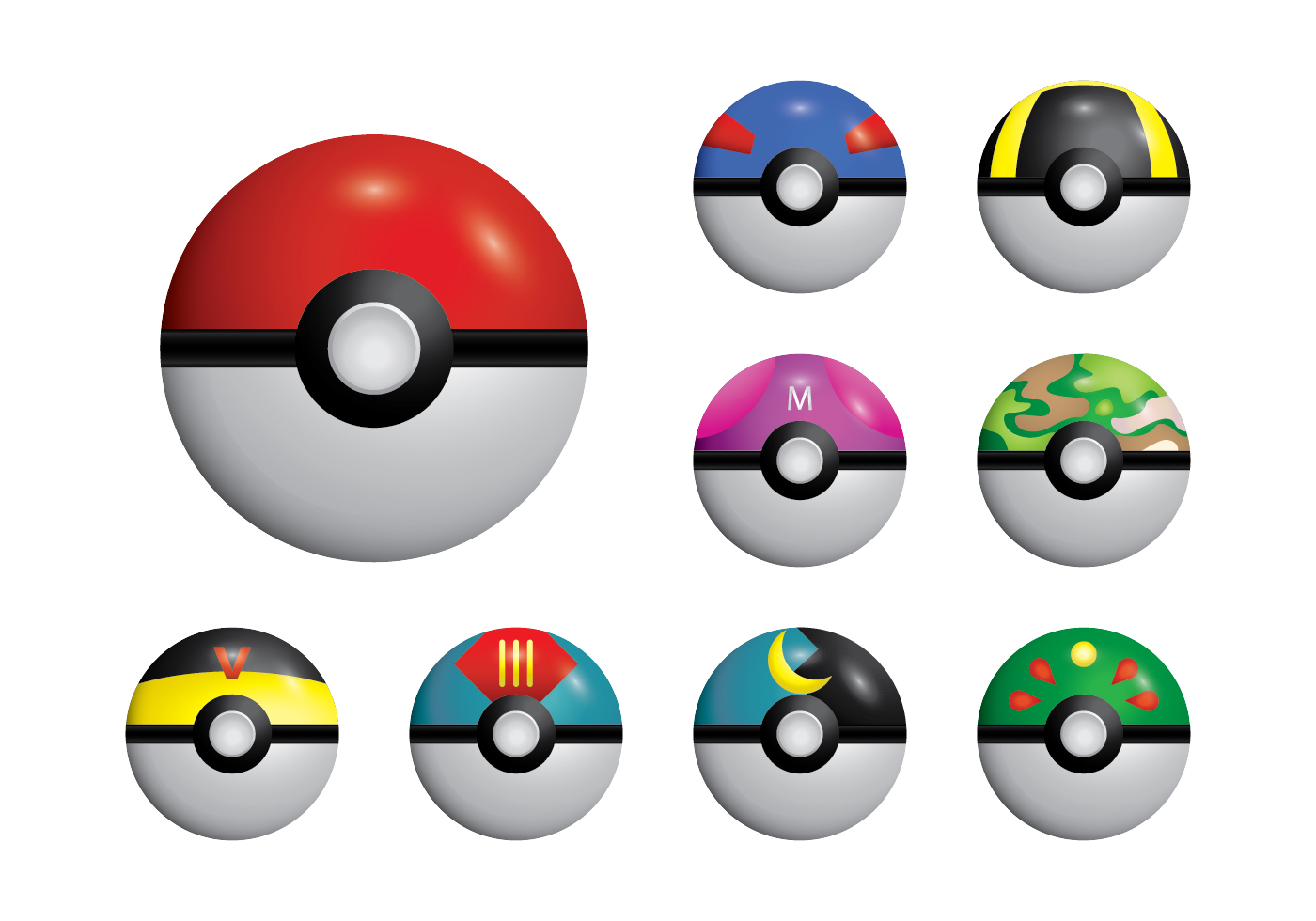 1400x980 Pokeballs Free Vector Art