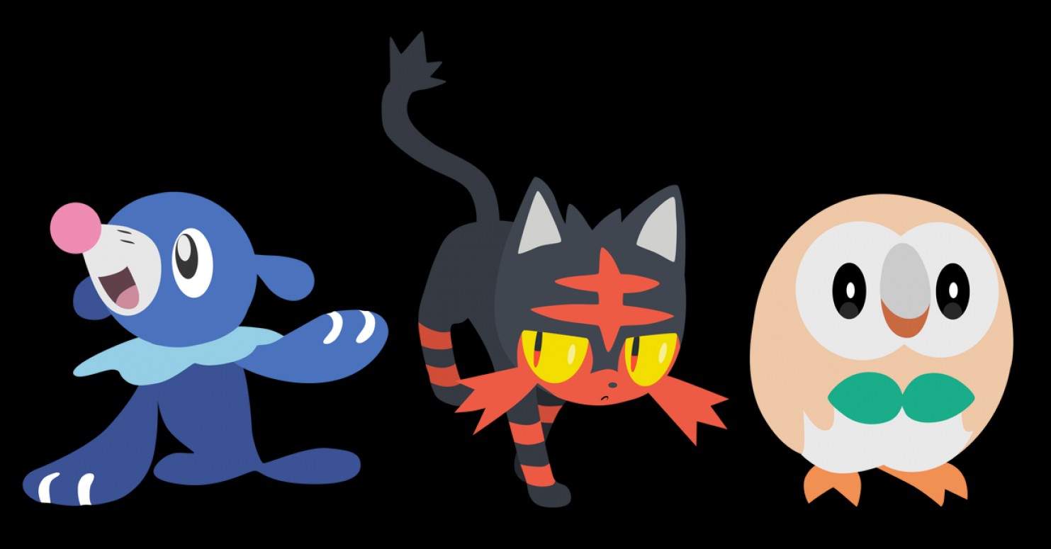 1483x775 Pokemon Sun And Moon Starters Vector Art Wallkeeper