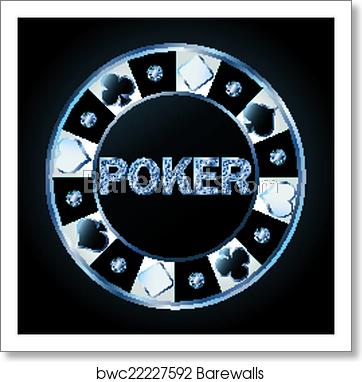 362x382 Diamond Poker Chip, Vector, Art Print Barewalls Posters Prints