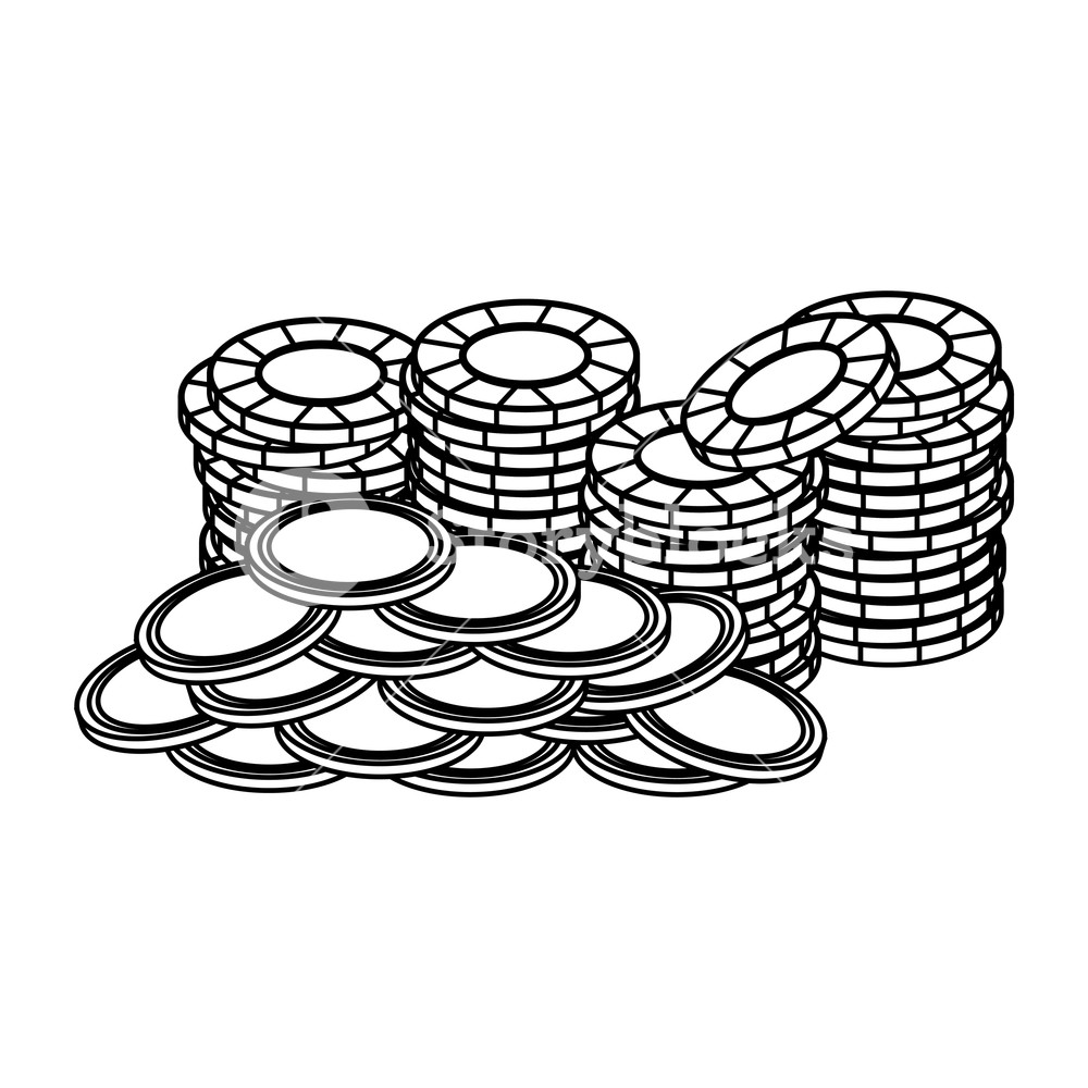 1000x1000 Poker Chips And Coins Stacked Vector Illustration Graphic Design