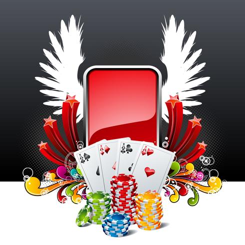 490x490 Vector Illustration On A Casino Theme With Playing Cards And Poker