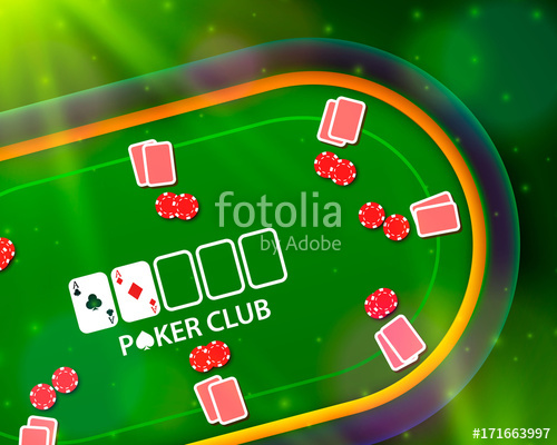 500x400 Poker Table With The Cards And Chips On A Green Background Vector