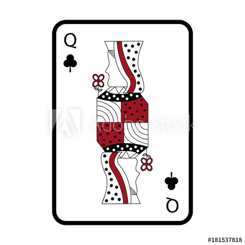 500x500 Queen Of Club Playing Card Casino Poker Vector Illustration