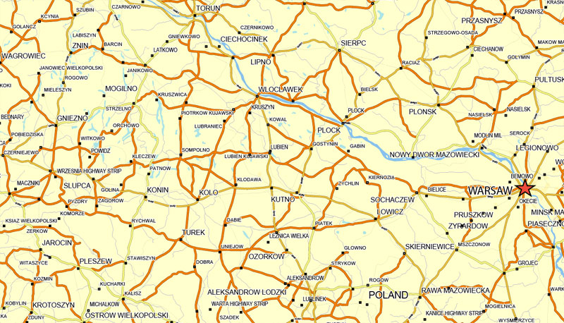 800x458 Poland Map Vector Printable Road Map Editable Adobe Illustrator