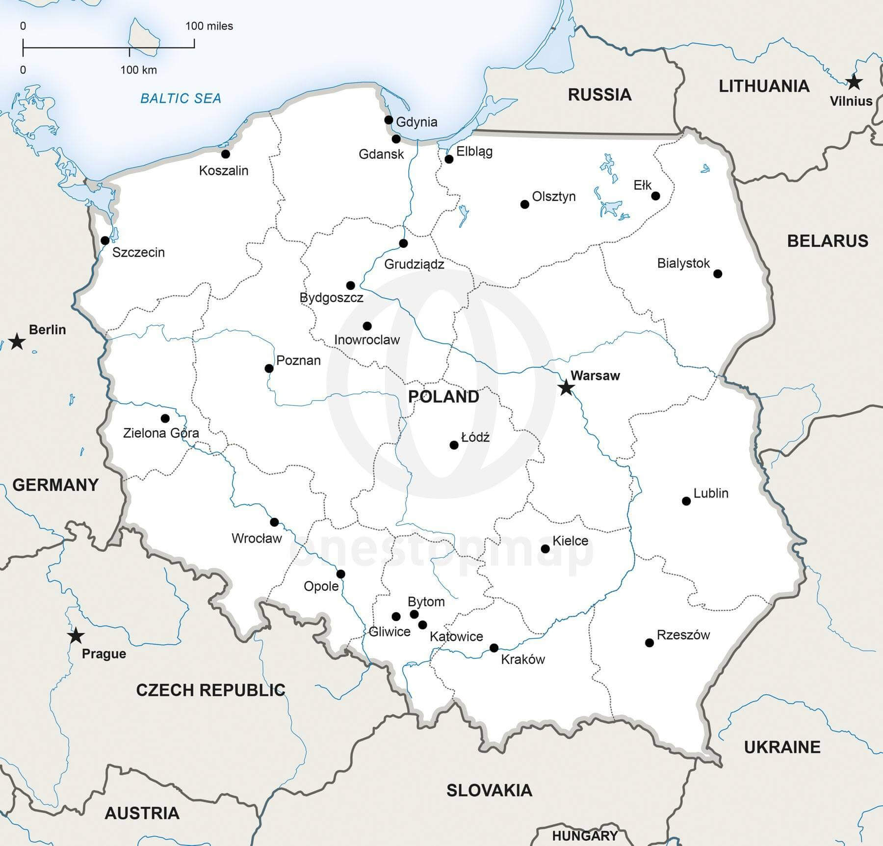 1800x1723 Vector Map Of Poland Political One Stop Map