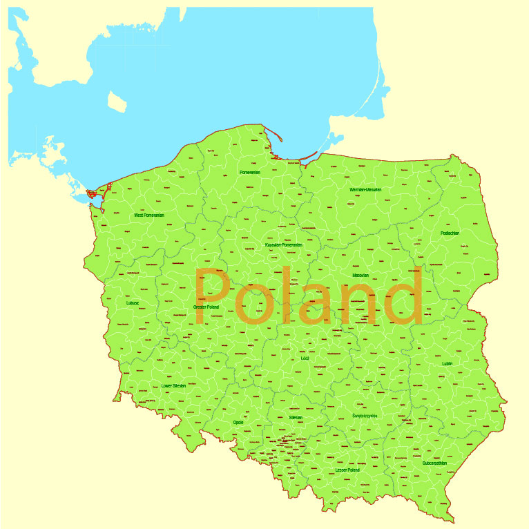 Poland Admin Map Vector Exact Mercator Projection Adobe Illustrator 766x766 Poland Admin Map Vector Exact Mercator Projection Adobe Illustrator