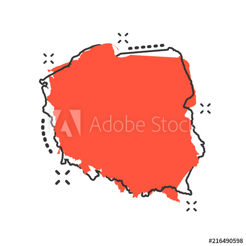500x500 Vector Cartoon Poland Map Icon In Comic Style Poland Sign