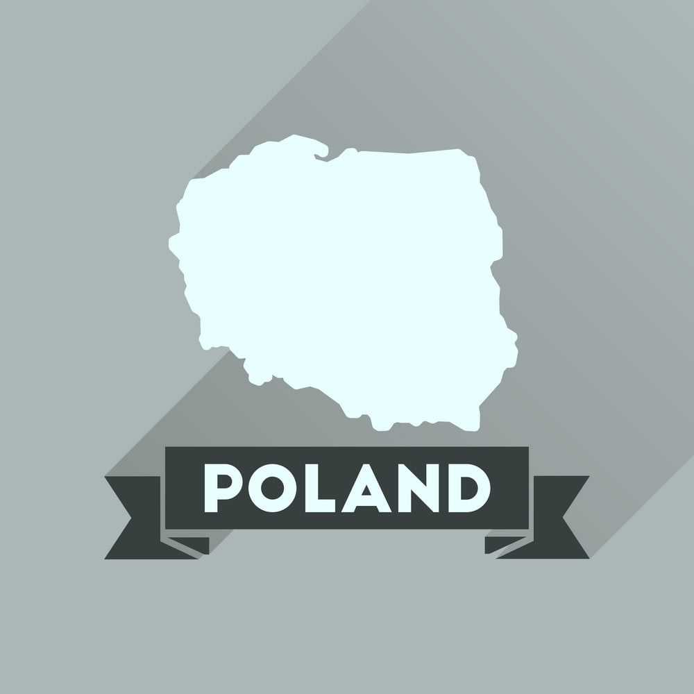 1000x1000 Flat Icon With Long Shadow Map Of Poland Vector