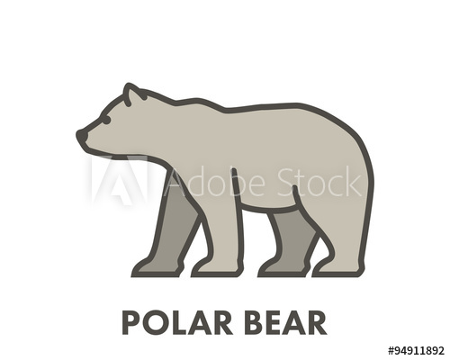 500x400 Painted Outline Figure Of Polar Bear Vector Icon