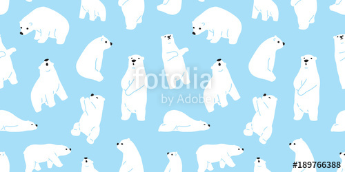 500x250 Bear Seamless Polar Bear Vector Pattern Teddy Icon Character