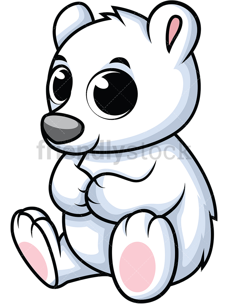 800x1067 Cute Baby Polar Bear Cartoon Vector Clipart