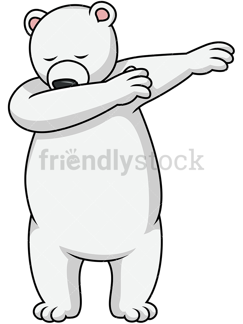 800x1067 Dabbing Polar Bear Cartoon Vector Clipart