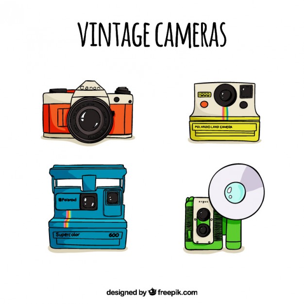 626x626 Hand Drawn Cute Polaroid Cameras Vector Free Download