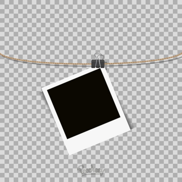 600x600 Polaroid Frame Hanging On The Rope On Transparent Background Free