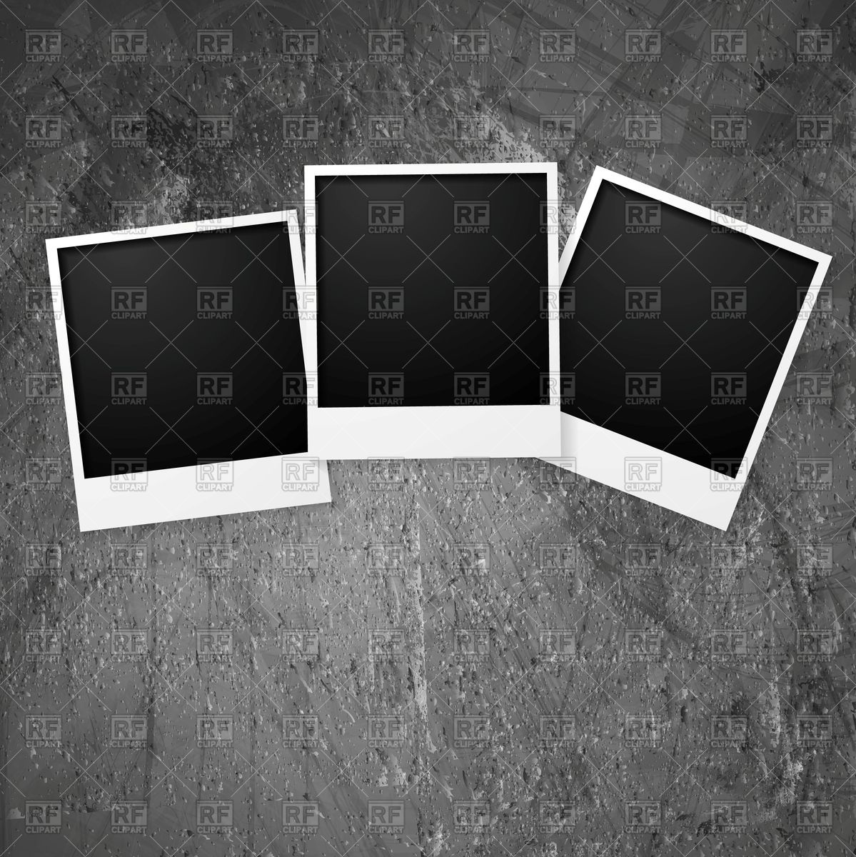 1199x1200 Polaroid Photo Frames On Grunge Wall Vector Image Of Objects