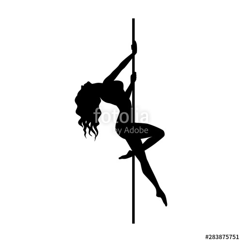 Vector Silhouette Of Girl And Pole On A White Background Pole 500x500 Vector Silhouette Of Girl And Pole On A White Background Pole