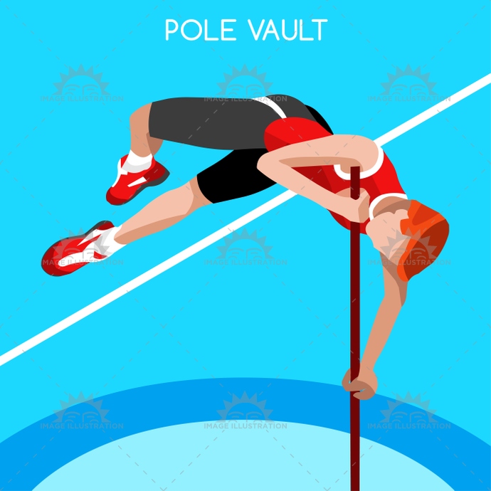 690x690 Athletics Pole Vault Summer Games Vector Illustration