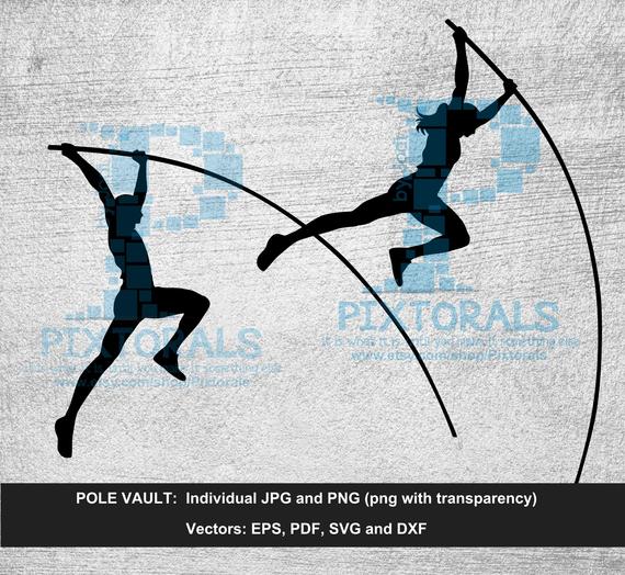 570x524 Pole Vault Silhouette Digital Downloads Dxf Pdf Etsy