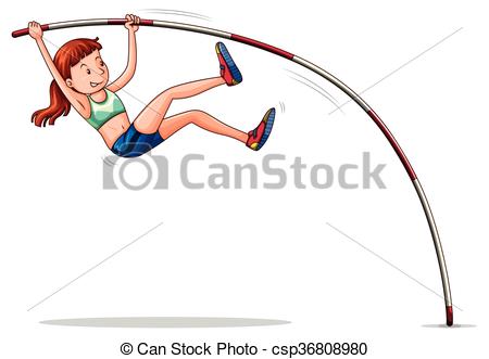 450x331 Woman Athelete Doing Pole Vault Illustration Vector