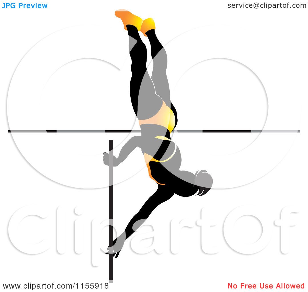 1080x1024 Clipart Of A Silhouetted Woman Pole Vaulting In A Yellow Suit
