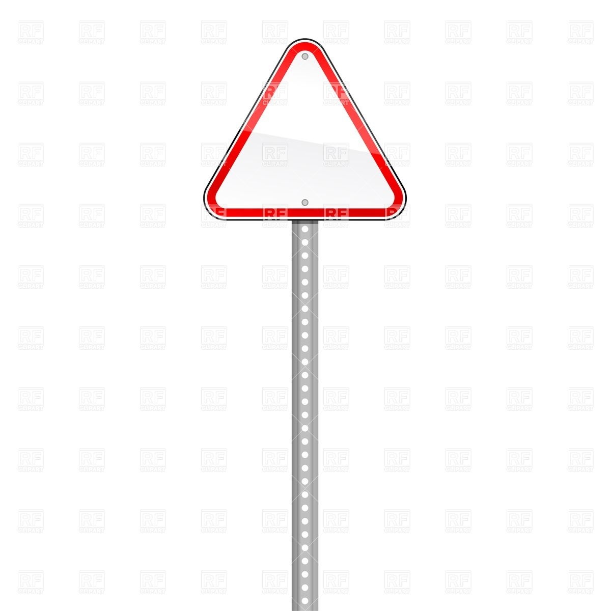 1200x1200 White Three Cornered Traffic Sign With Red Border On Pole Vector