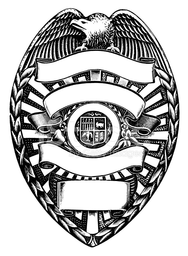 751x1024 Printable Police Badge Clipart Drawing Pictures Stock Vector