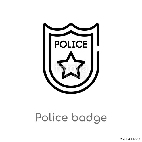 500x500 Outline Police Badge Vector Icon Isolated Black Simple Line