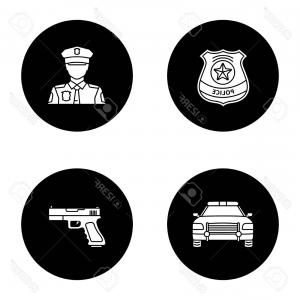 300x300 Photostock Vector Police Glyph Icons Set Policeman Gun Car Police