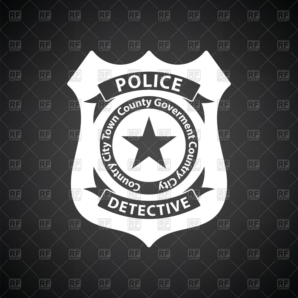 1200x1200 Police Badge Icon On Black Background Vector Image Of Icons