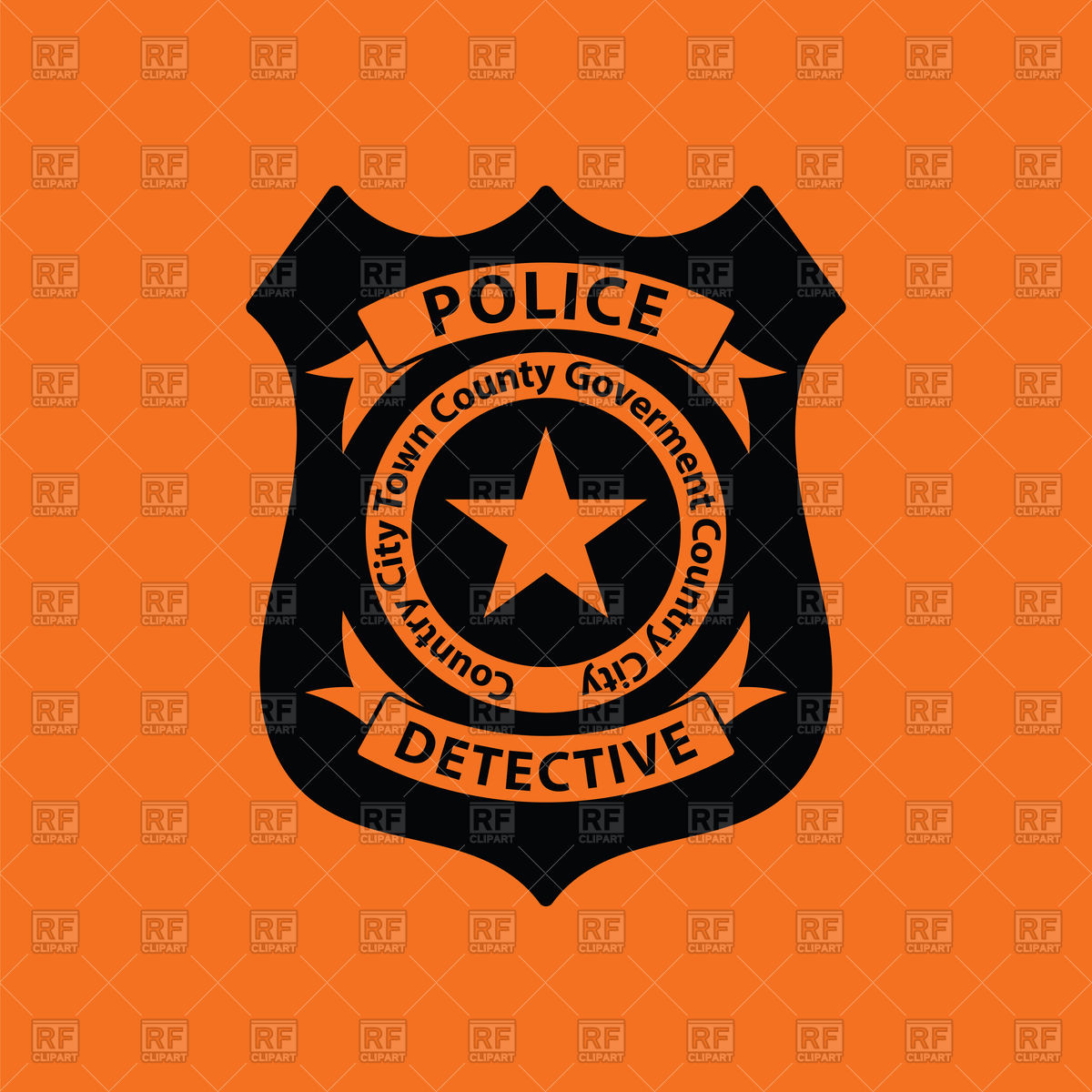 1200x1200 Police Badge Icon On Orange Background Vector Image Of Icons