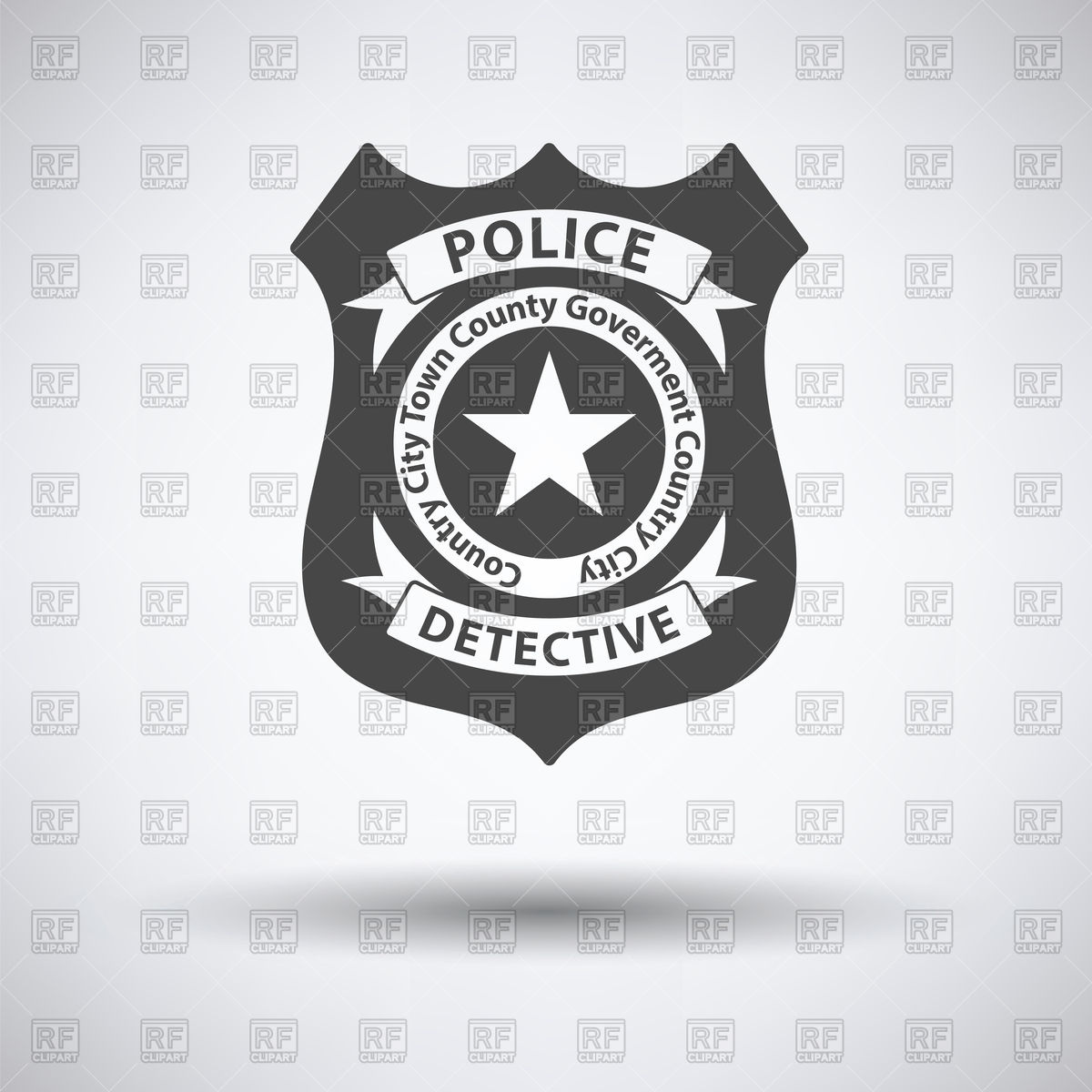1200x1200 Police Badge Icon On Gray Background With Round Shadow Vector