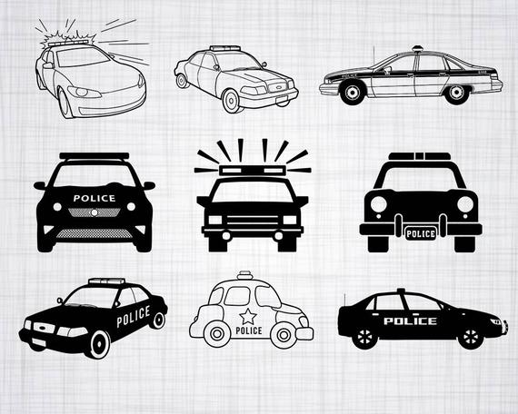 570x456 Police Car Bundle Police Car Police Car Clipart Cut Etsy