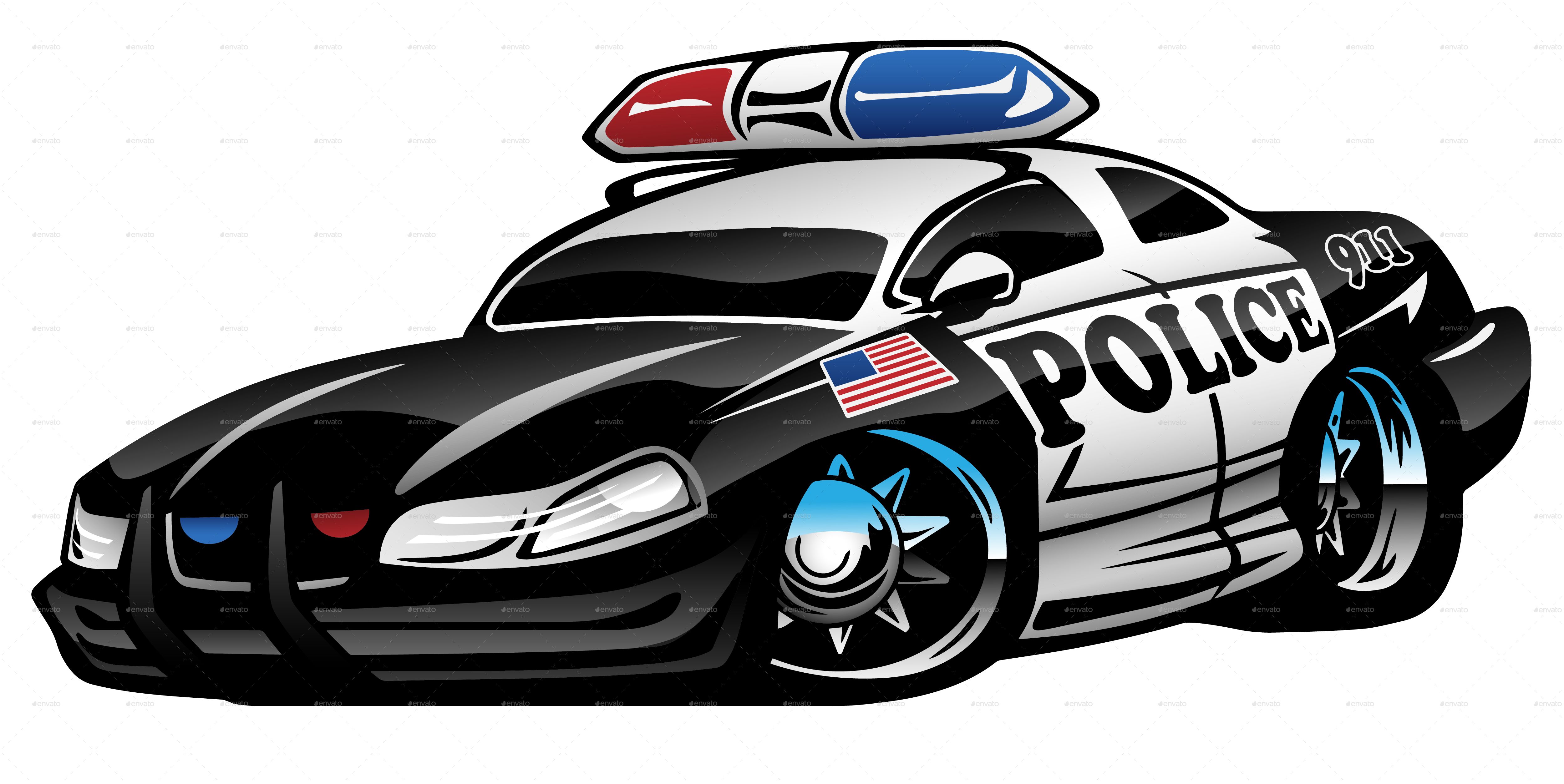 5000x2507 Police Muscle Car Cartoon