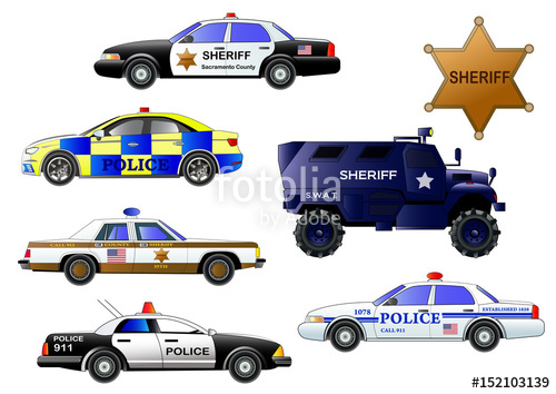 500x354 Police Cars, Vector Set Armored Police Truck, Sheriff Badge, Cars