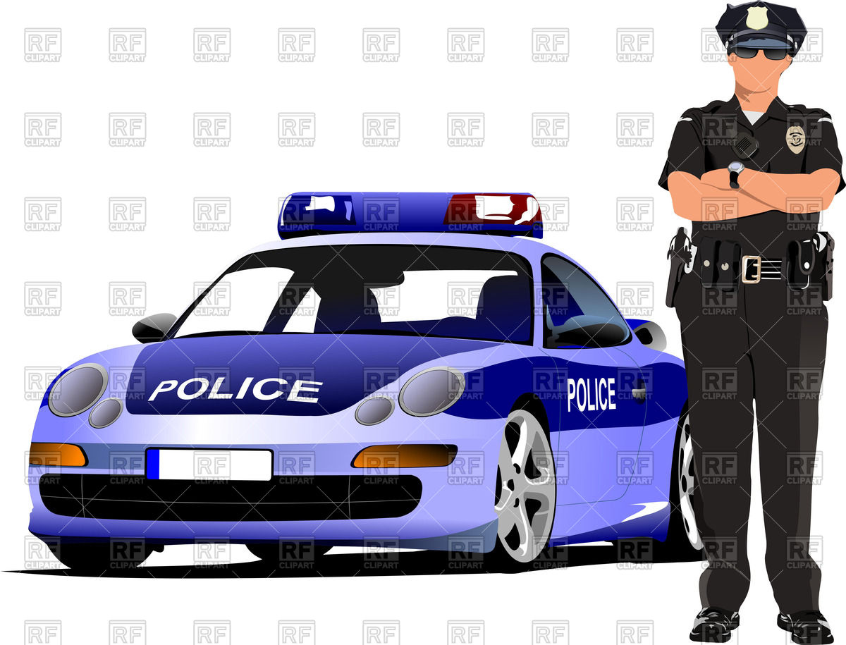 1200x915 Police Officer With Hands Crossed On Chest Stands Near Police Car